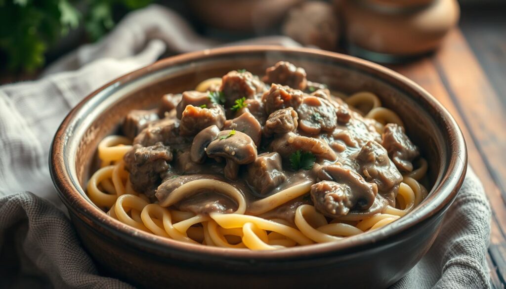 beef stroganoff with cream of mushroom soup