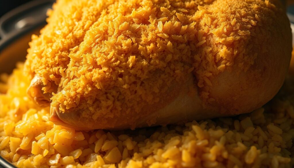 Fluffy Chicken and Yellow Rice Texture Fluffy Chicken and Yellow Rice Texture
