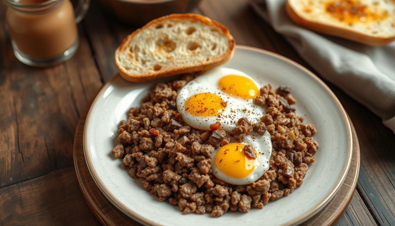 ground beef and eggs