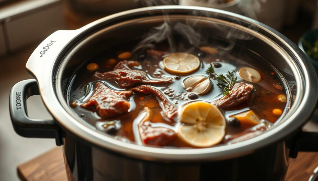 Slow Cooker Beef Bone Broth Preparation