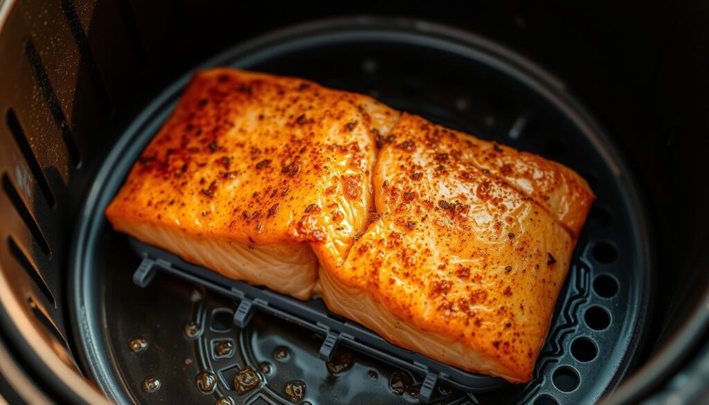 Crispy Salmon in Air Fryer Cooking Process Crispy Salmon in Air Fryer Cooking Process