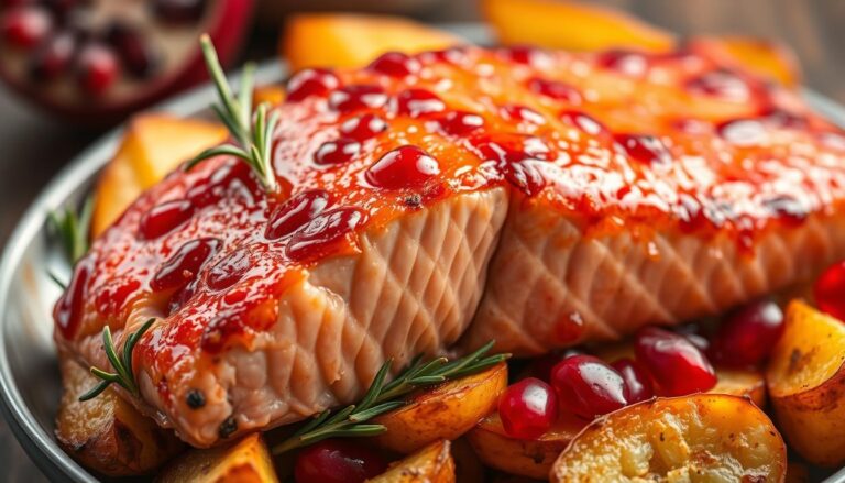 air fryer pomegranate glazed salmon