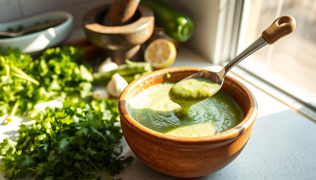 Peruvian Green Sauce Preparation