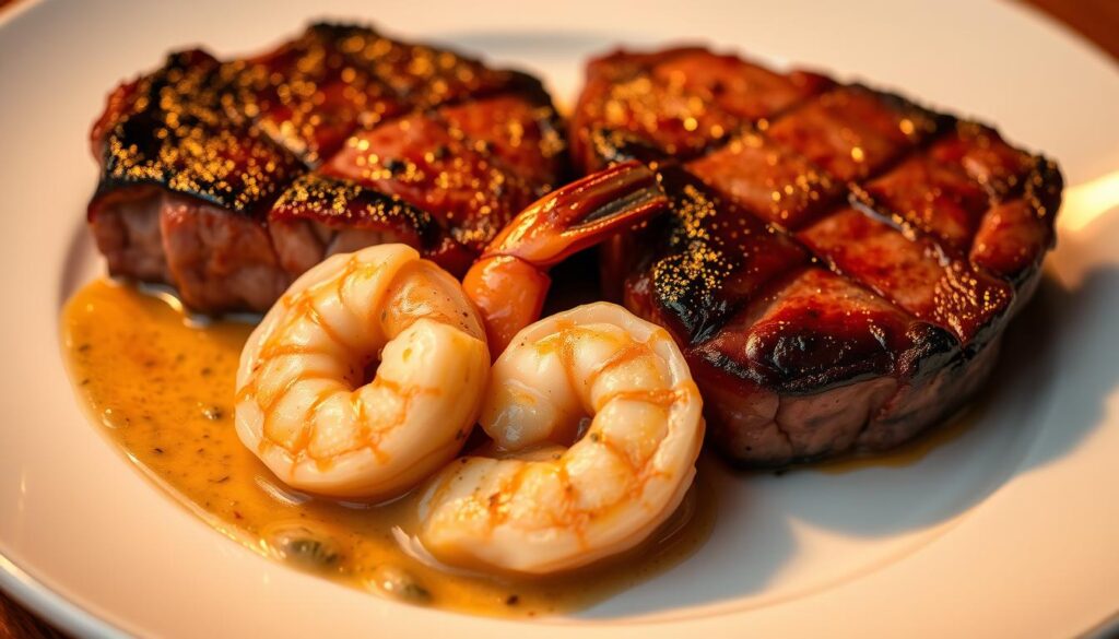 Restaurant-quality steak and shrimp dish
