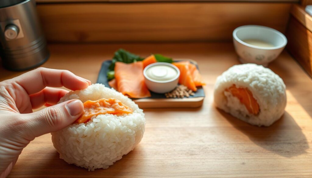 Salmon onigiri preparation methods