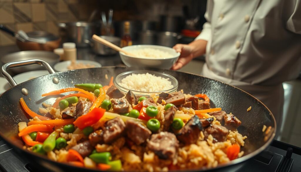 Steak Fried Rice Cooking Process