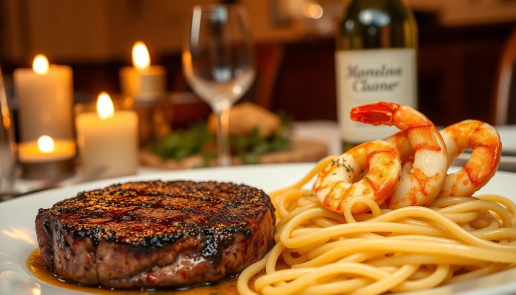 Steak and Shrimp Scampi Dinner