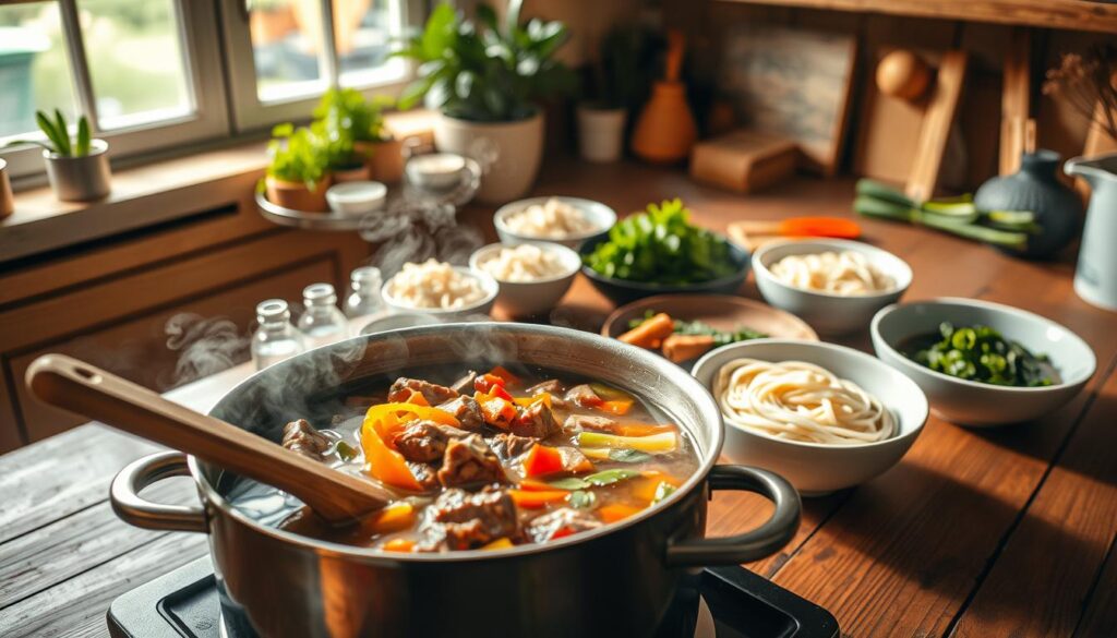 Beef and Noodle Soup Cooking Process