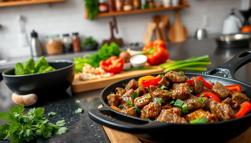 Cooking Stir-Fried Beef Cubes