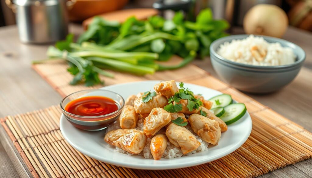 Traditional Malay Chicken Rice Presentation