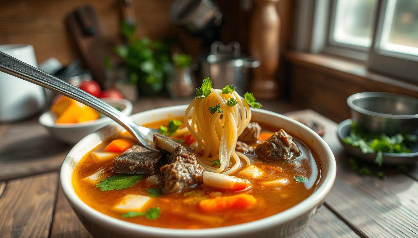 beef and noodle soup
