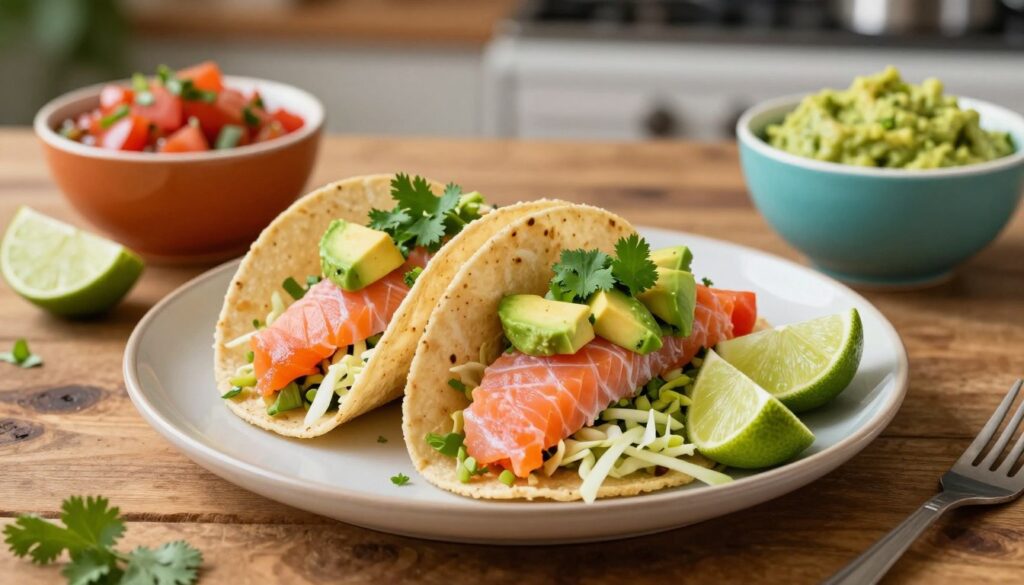 Salmon Tacos with Fresh Toppings